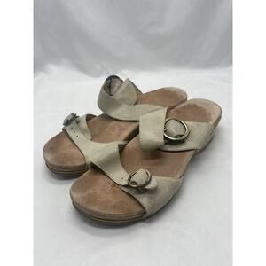 Dansko Shoes Womens EU 40 US 9.5 Sela Comfort Wedge‎ Sandals Beige Leather